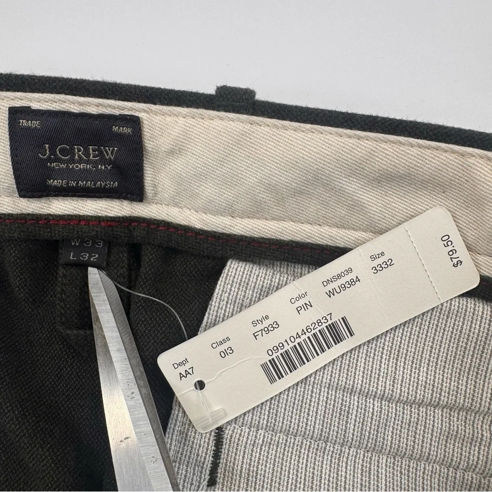 NEW J.Crew 484 Pants Men's Size 33 Green Slim Fit Stretch Casual Straight Preppy